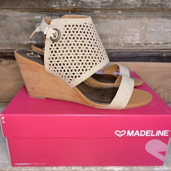 NEW Madeline Bohemian Wedge Tan Sandal Size 8.5 - Picture 4 of 9